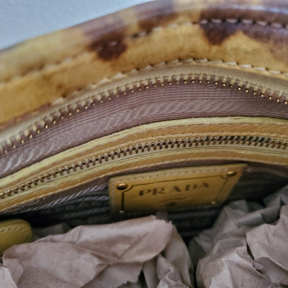 Prada tote top handle bag leather dyed camo brown black beige tan galleria lux - Picture 14 of 16